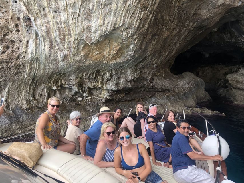 Capri by Boat from Massa Lubrense - Capri from the water: White Grotto, Green Grotto, Faraglioni