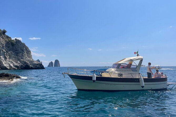 Three Hour Private Guided Tour of Capri with a luxury Gozzo cabin cruiser - White Grotta and Grotta Verde: short stops with clear payoffs